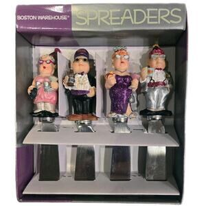 Boston Warehouse 2000 or Bust (NYE) 4-Vintage Cheese-Butter Spreader Knives